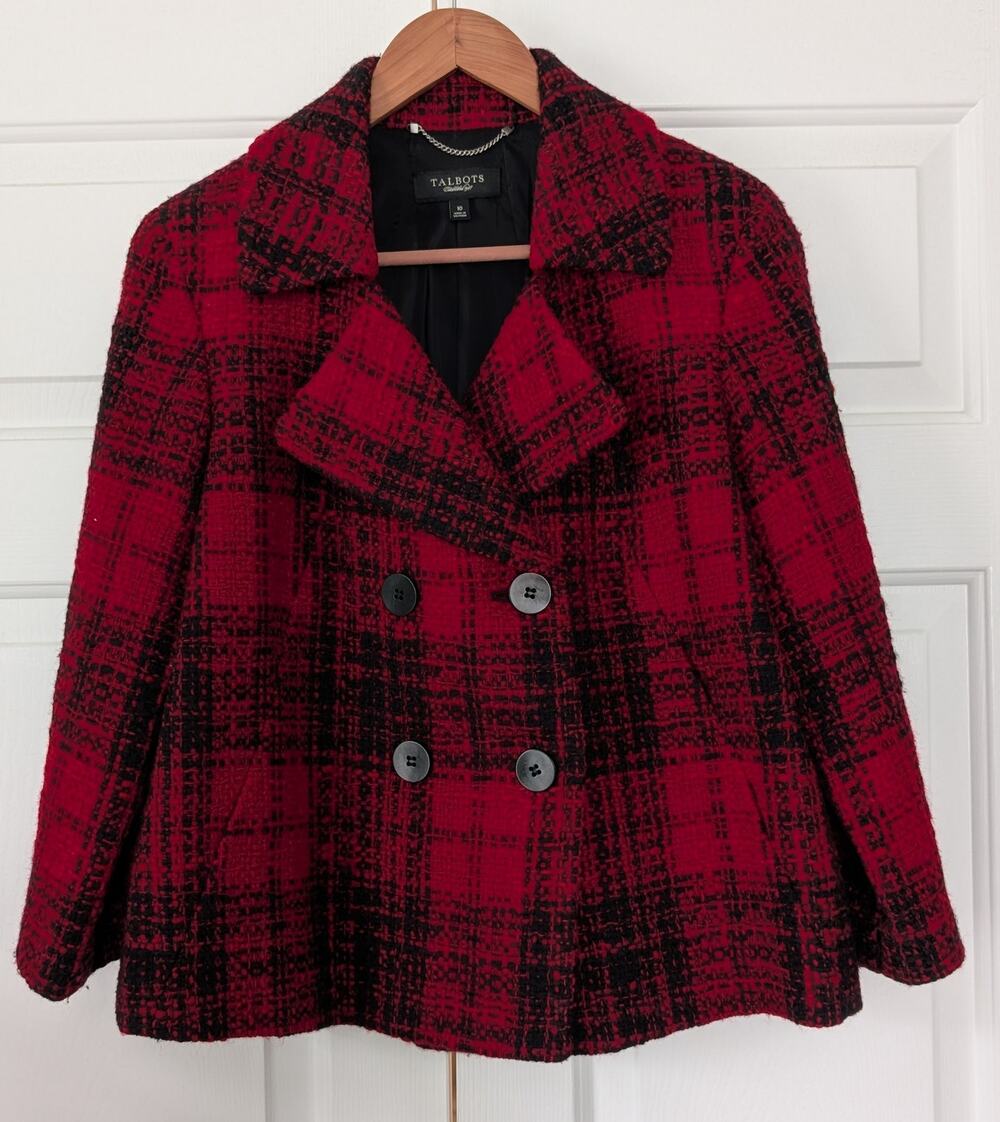 Talbots Wool Blend Plaid Coat
